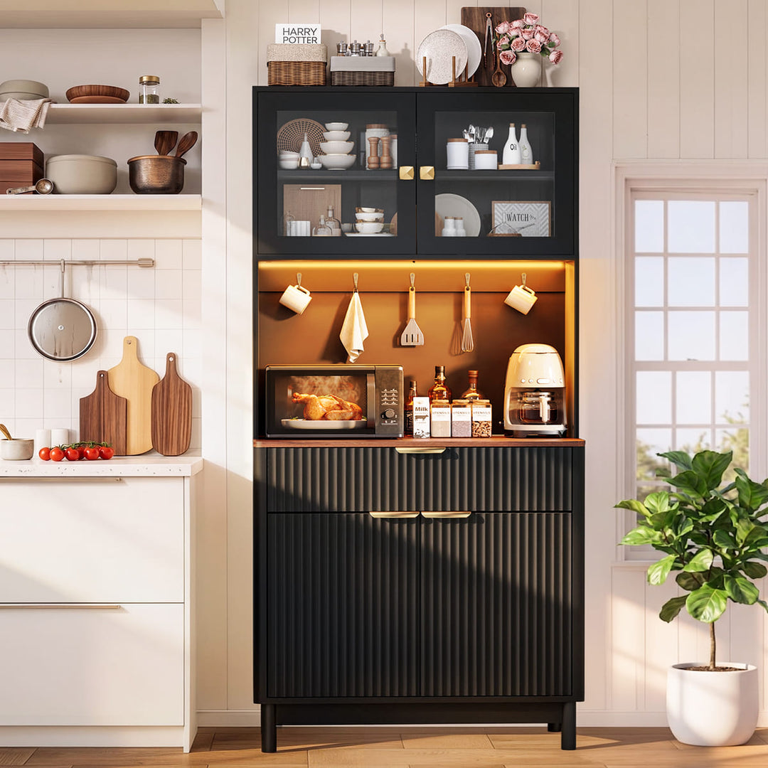 2-Door Fluted Kitchen Hutch