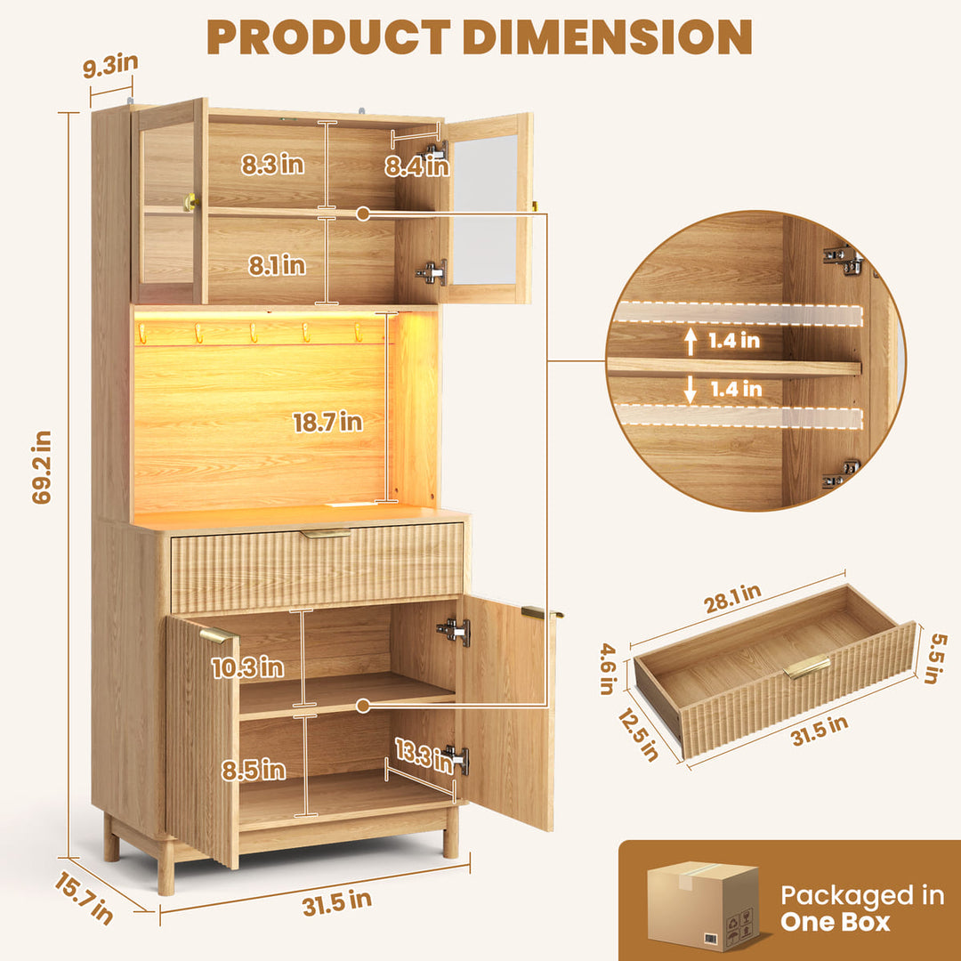 2-Door Fluted Kitchen Hutch