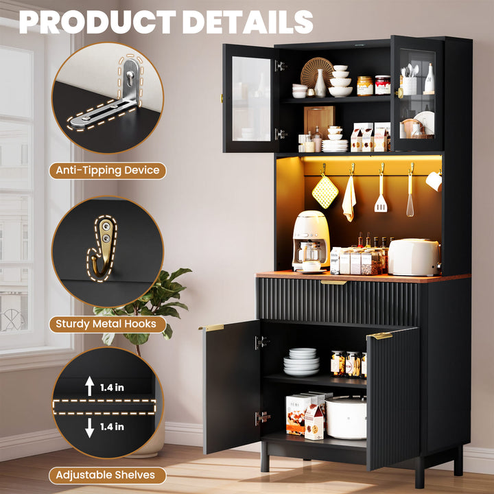 2-Door Fluted Kitchen Hutch