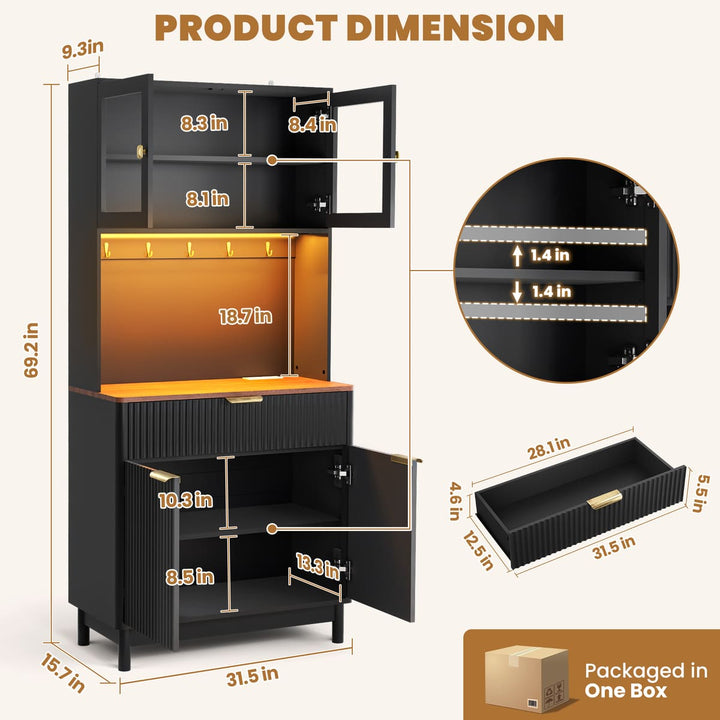 2-Door Fluted Kitchen Hutch