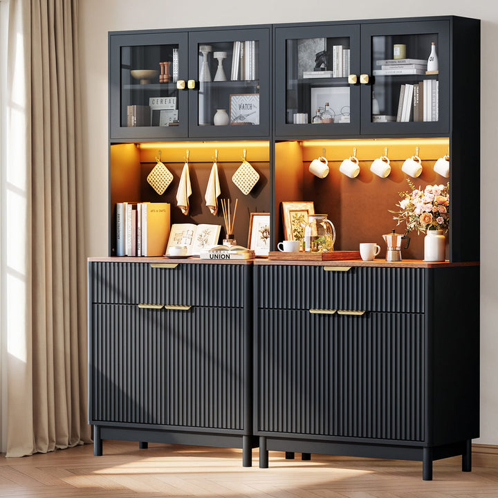 2-Door Fluted Kitchen Hutch
