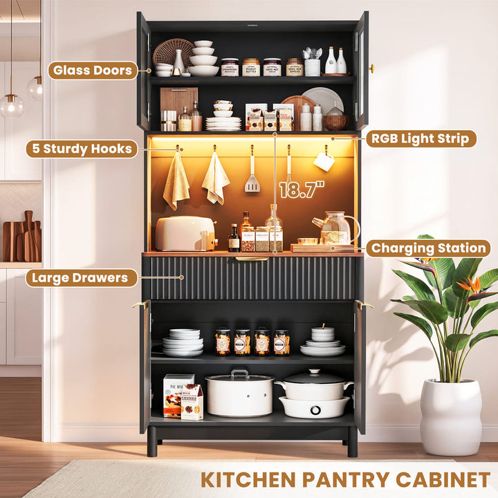 2-Door Fluted Kitchen Hutch