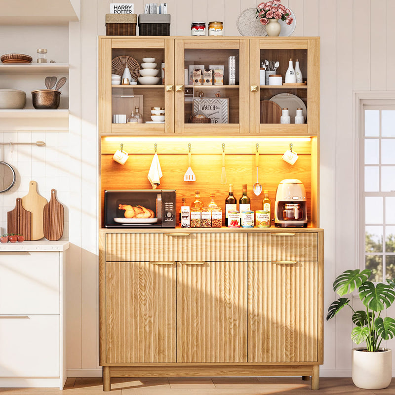 3-Door Fluted Kitchen Hutch