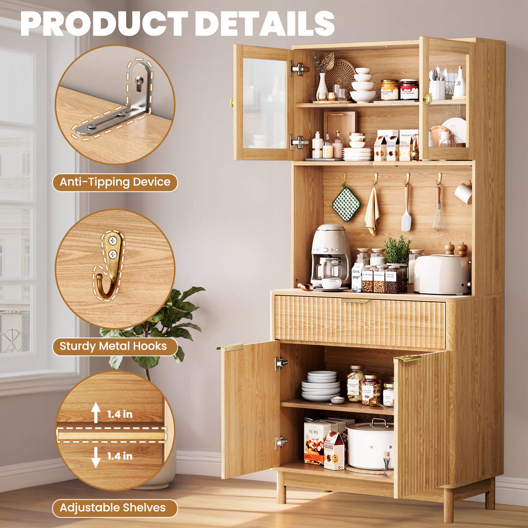 2-Door Fluted Kitchen Hutch