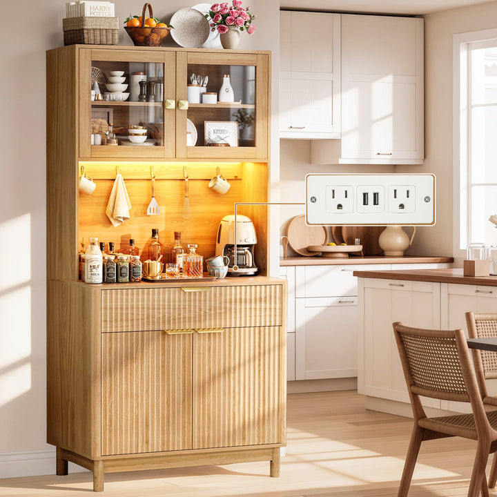 2-Door Fluted Kitchen Hutch