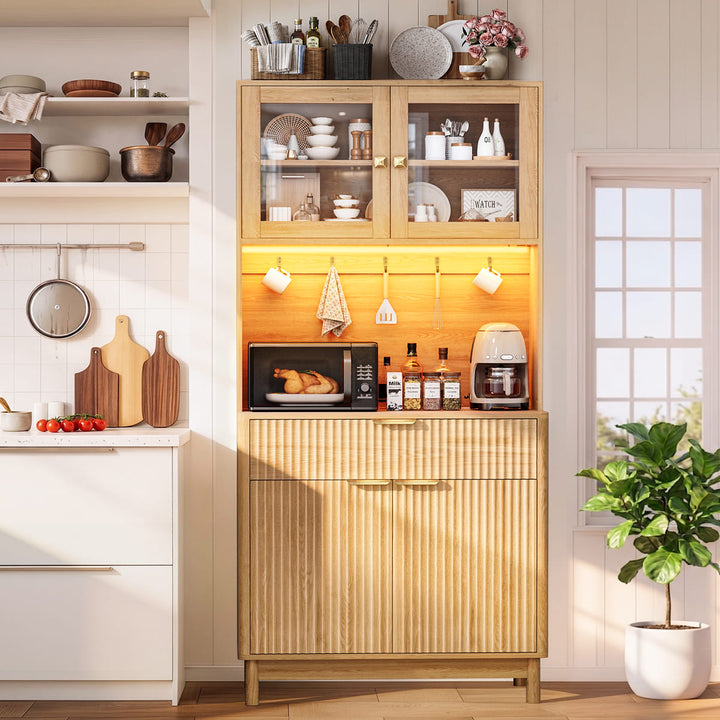 2-Door Fluted Kitchen Hutch