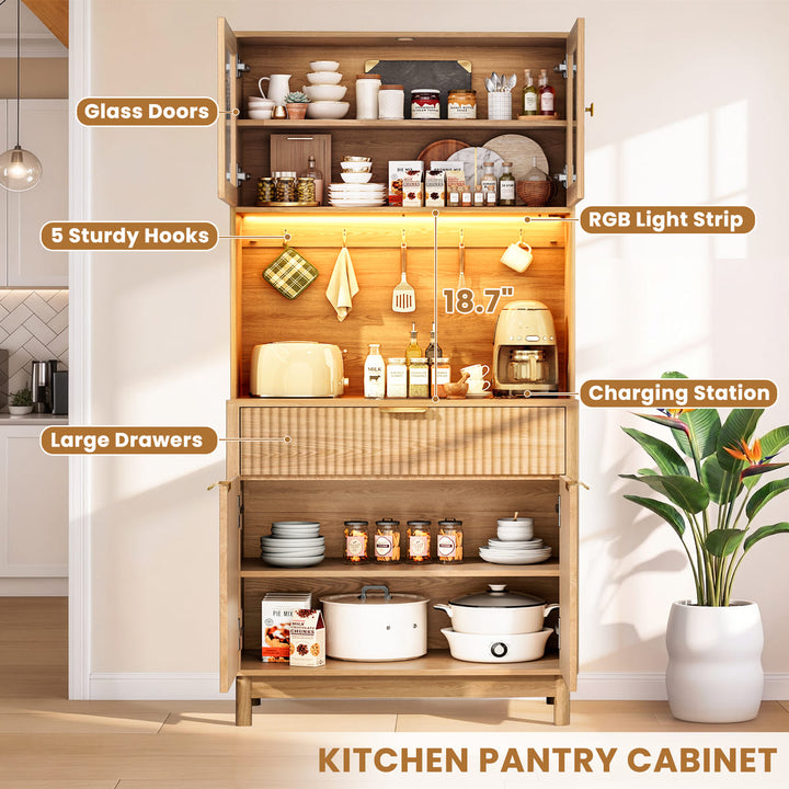 2-Door Fluted Kitchen Hutch