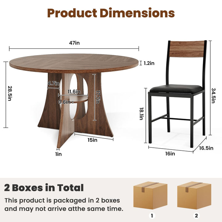 Indoor Cross-Pedestal Round Dining Set, 7-Piece