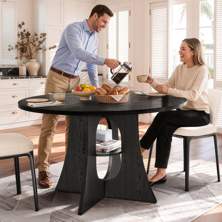 Indoor Cross-Pedestal Round Dining Table