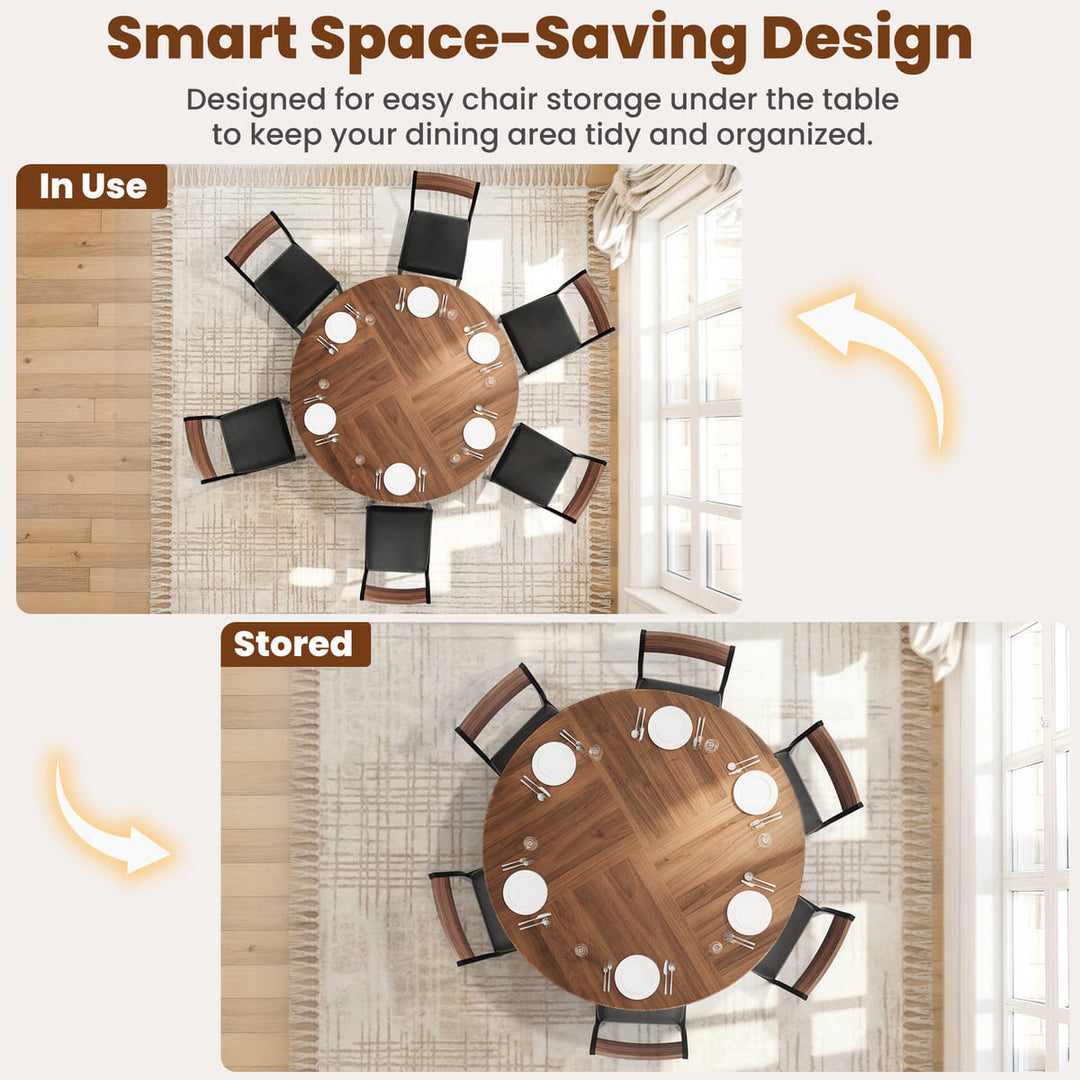 Indoor Cross-Pedestal Round Dining Set, 7-Piece