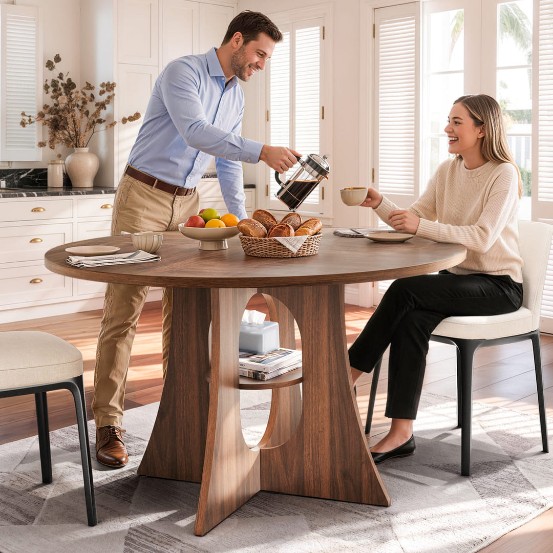 Indoor Cross-Pedestal Round Dining Table