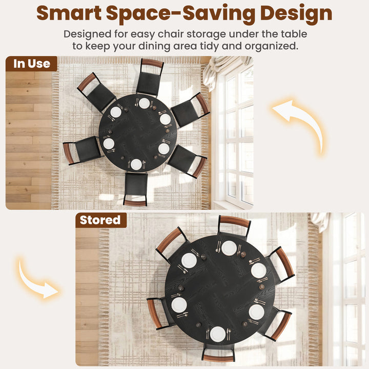 Indoor Cross-Pedestal Round Dining Set, 7-Piece