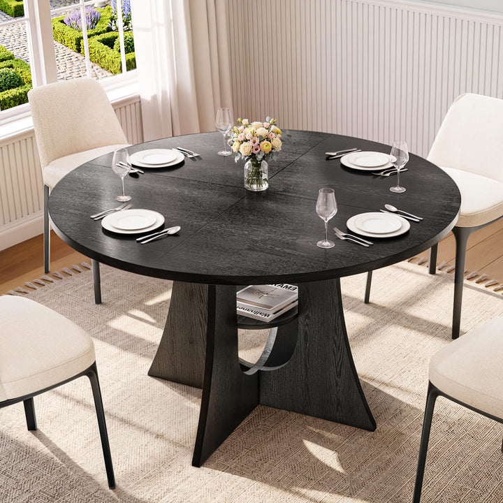 Indoor Cross-Pedestal Round Dining Table