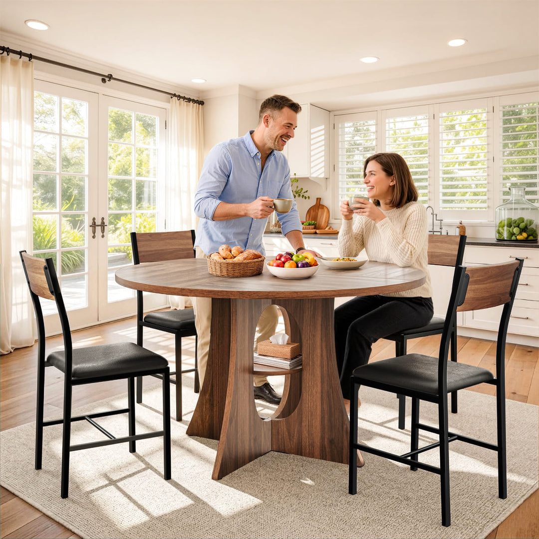 Indoor Cross-Pedestal Round Dining Set, 7-Piece