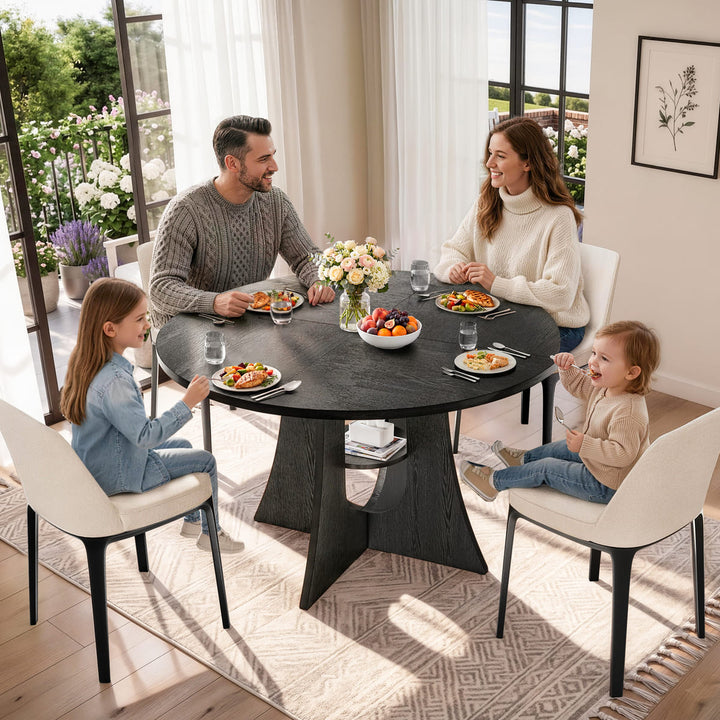 Indoor Cross-Pedestal Round Dining Table