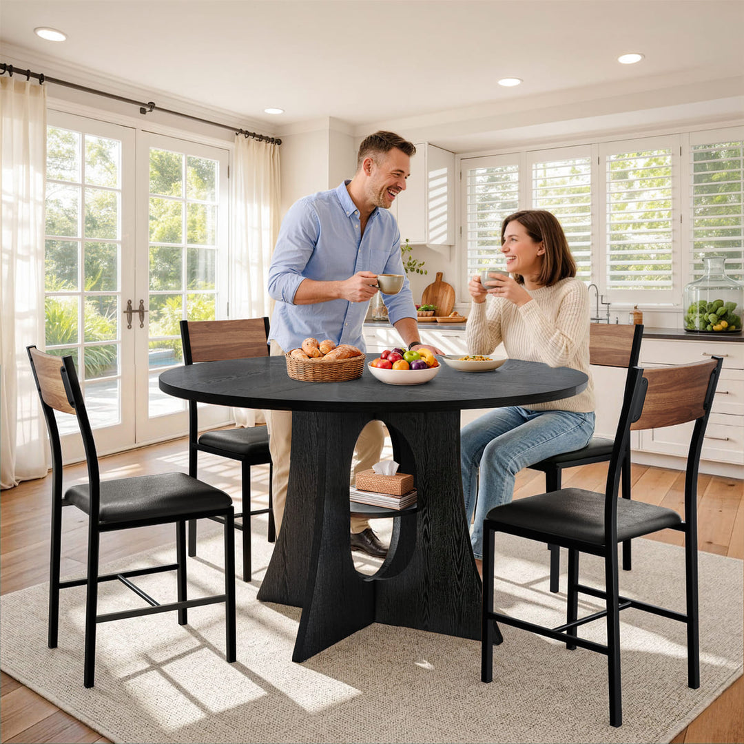 Indoor Cross-Pedestal Round Dining Set, 7-Piece
