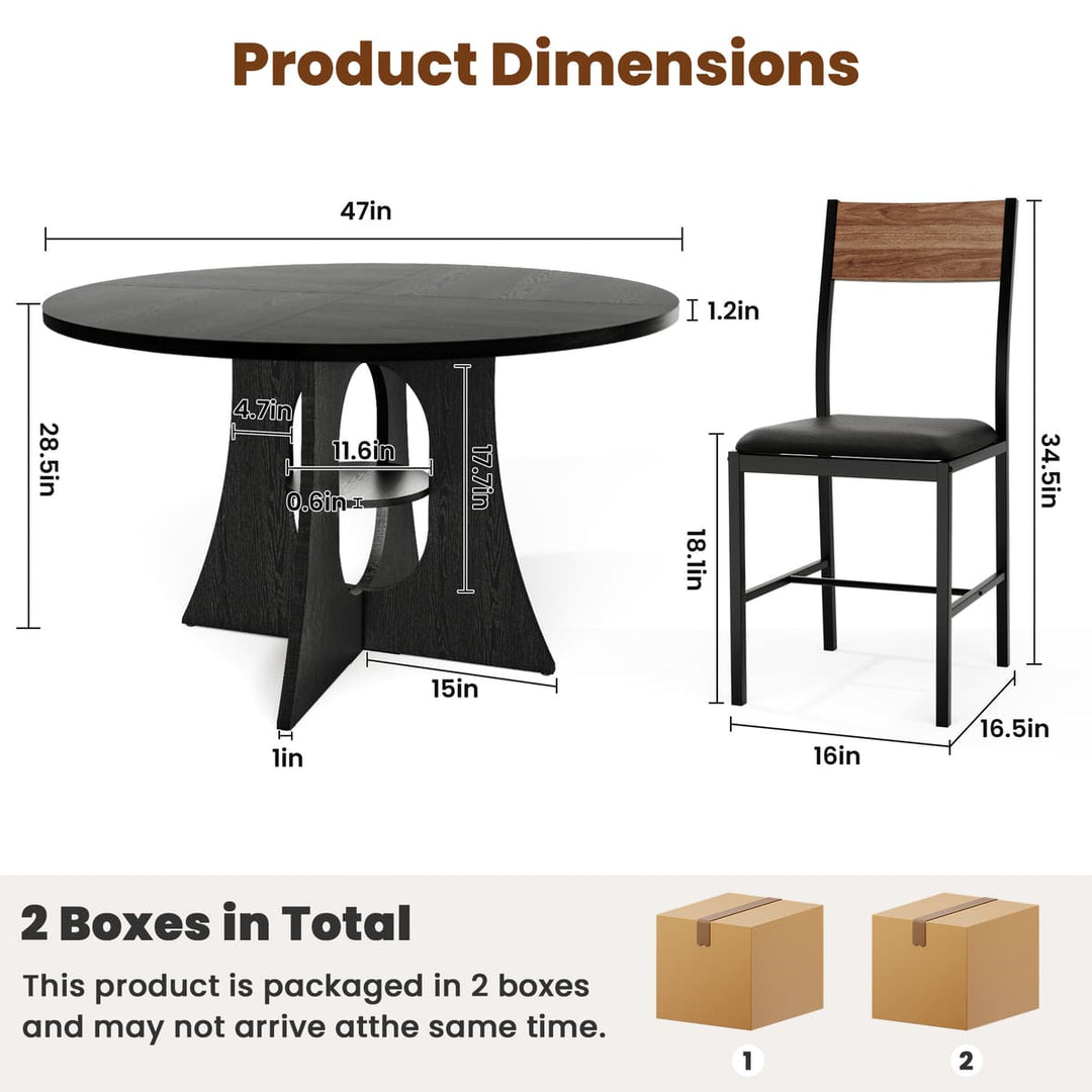 Indoor Cross-Pedestal Round Dining Set, 7-Piece