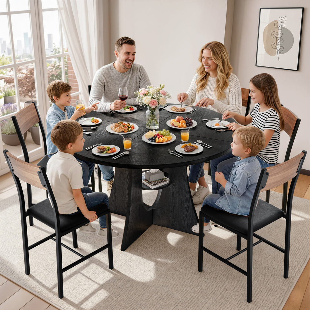 Indoor Cross-Pedestal Round Dining Set, 7-Piece