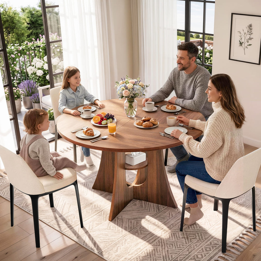 Indoor Cross-Pedestal Round Dining Table
