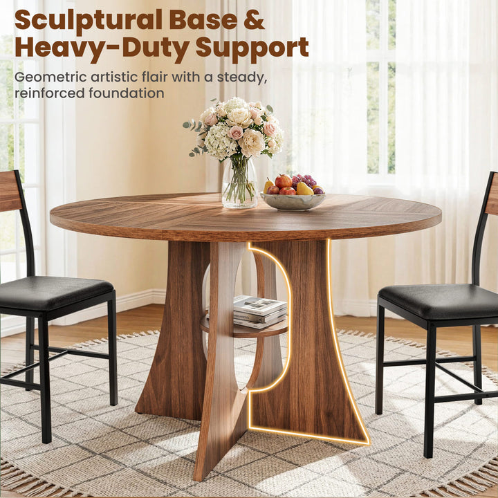 Indoor Cross-Pedestal Round Dining Table