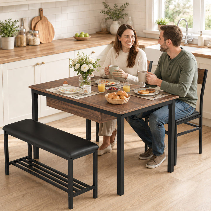 Indoor Dining Set with Bench, 4-Piece