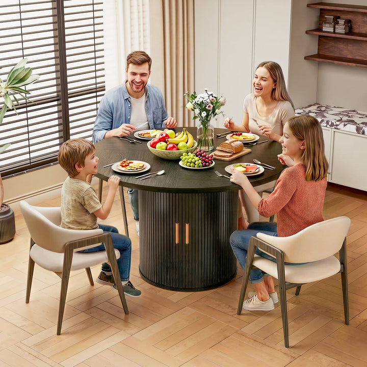 Indoor Round Dining Table with Tambour Storage