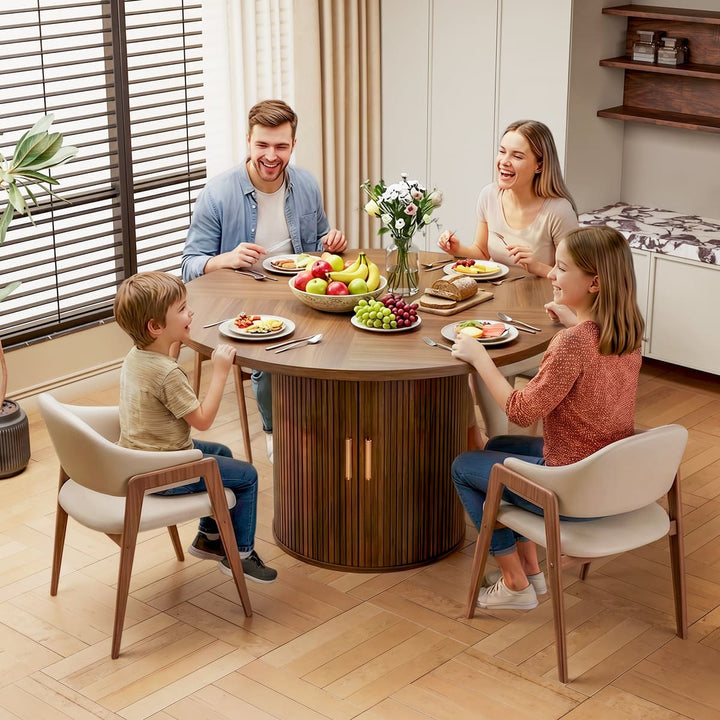 Indoor Round Dining Table with Tambour Storage