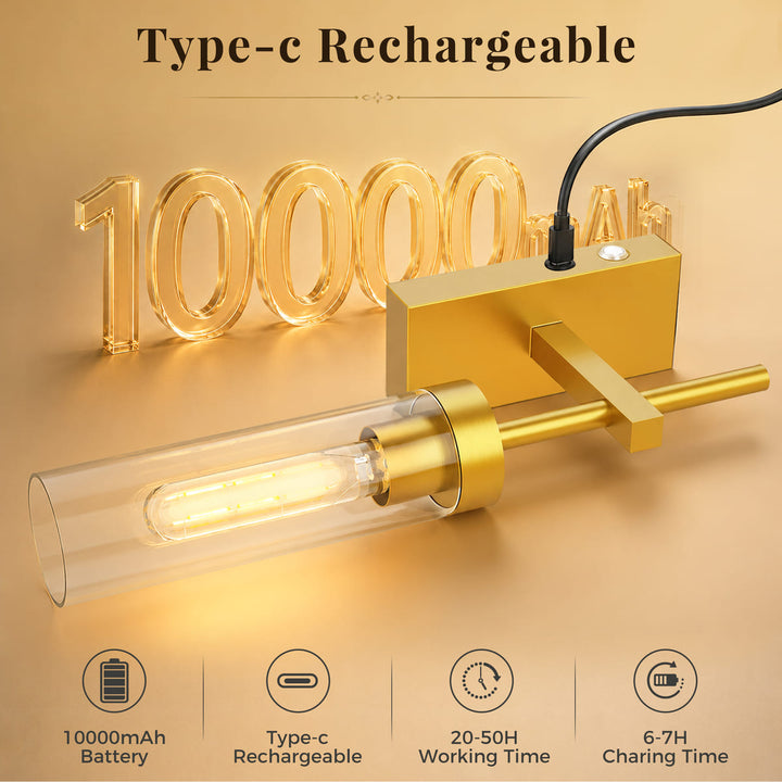 Cordless Upward Glass Wall Sconces, Set of 2, 17"