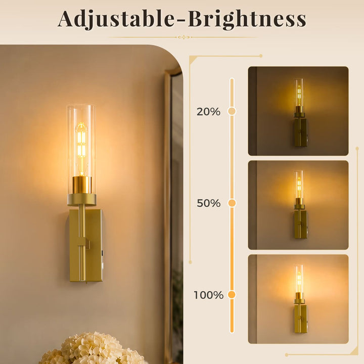 Cordless Upward Glass Wall Sconces, Set of 2, 17"
