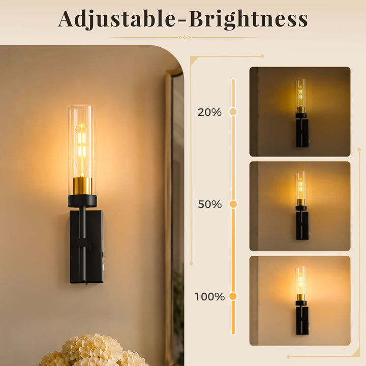 Cordless Upward Glass Wall Sconces, Set of 2, 17"