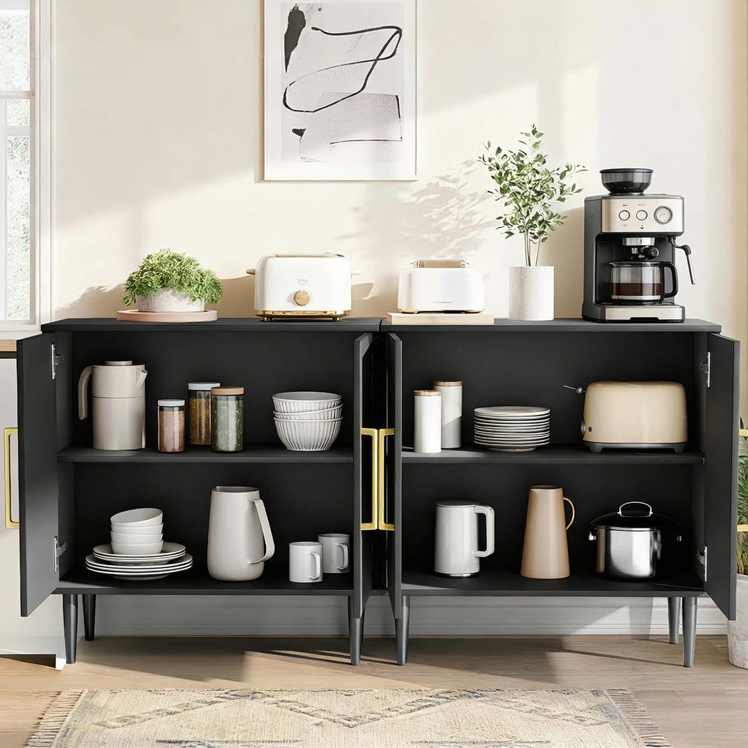 Black 2-Door Accent Cabinet with Gold Handles