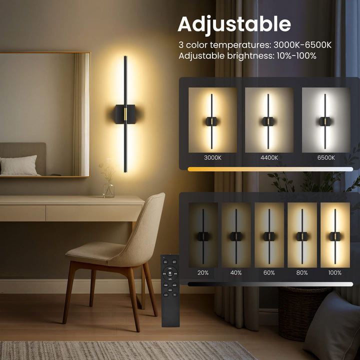 Rechargeable LED Wall Sconces with Remote, Set of 2