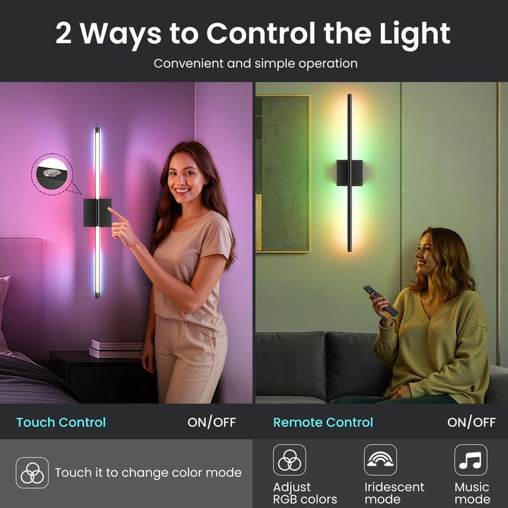 Rechargeable LED Wall Sconces with Remote, Set of 2