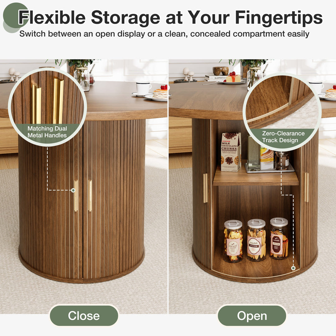 Indoor Round Dining Table with Tambour Storage