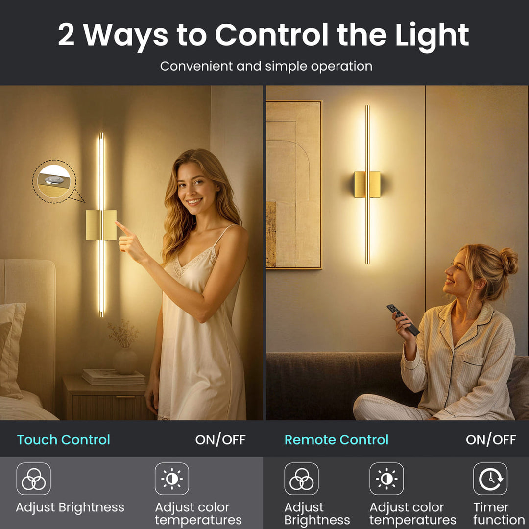 Rechargeable LED Wall Sconces with Remote, Set of 2