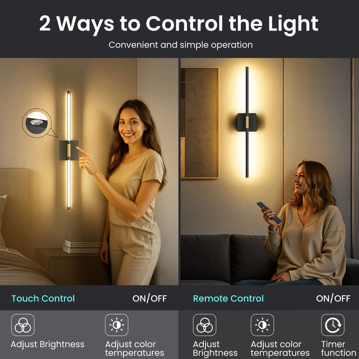 Rechargeable LED Wall Sconces with Remote, Set of 2