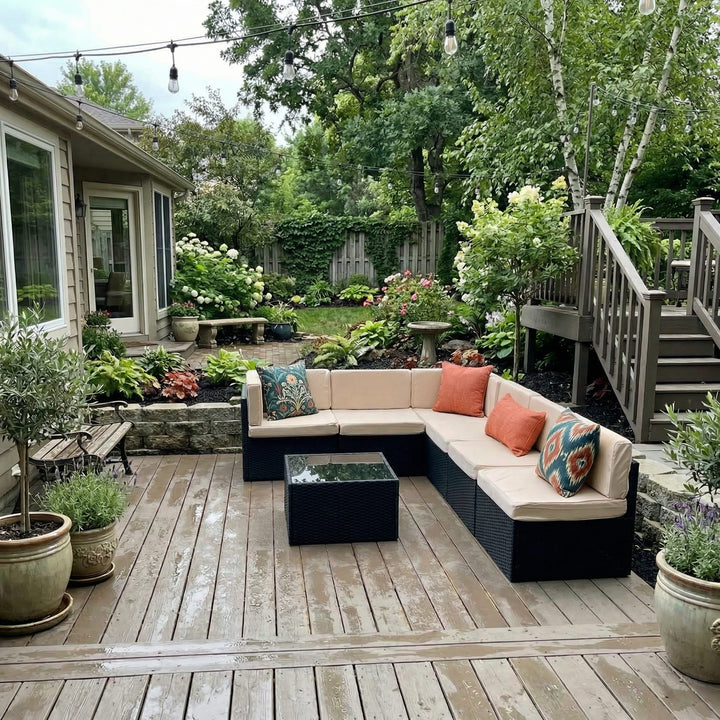 Pamapic Rattan Outdoor Sectional Couch Set  (7 Pieces)