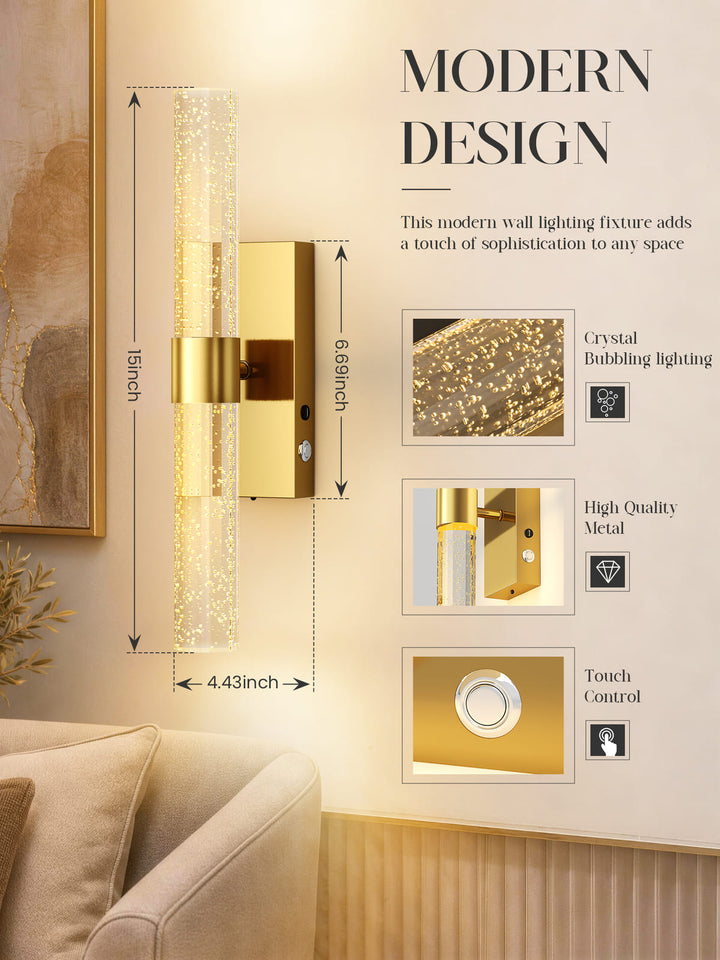 Cordless Crystal Bubble Wall Sconces, Set of 2