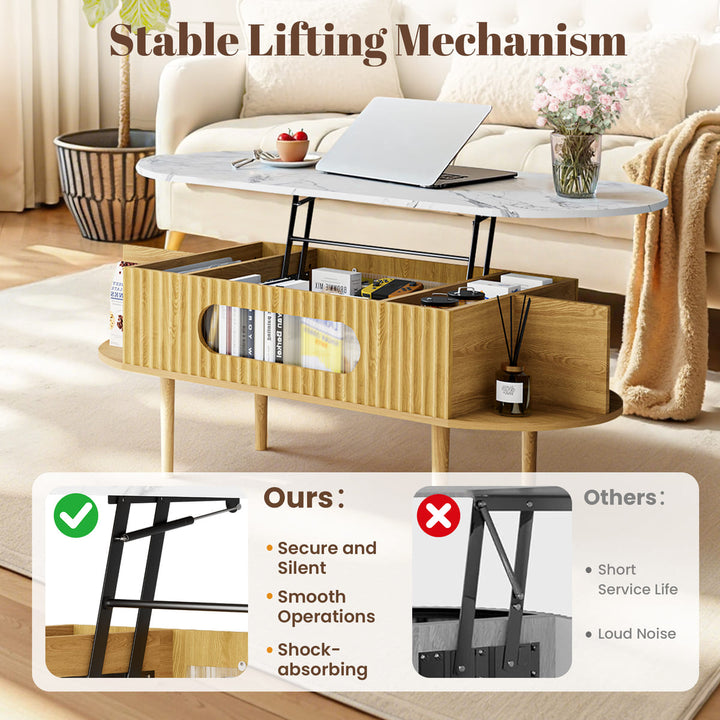 Oval Lift-Top Coffee Table with Storage