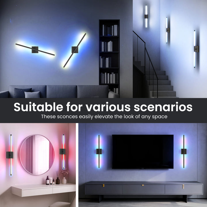 Rechargeable LED Wall Sconces with Remote, Set of 2