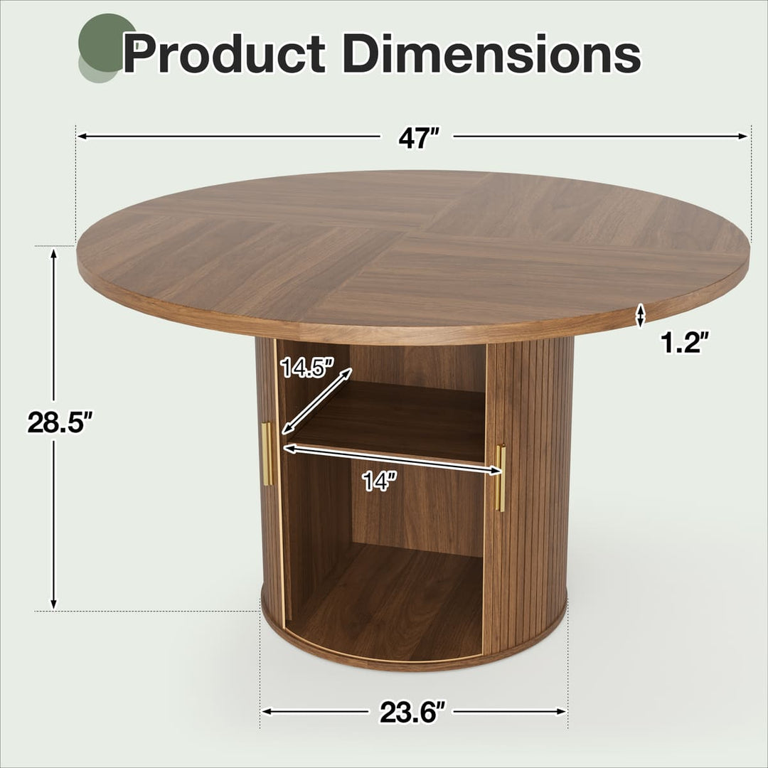 Indoor Round Dining Table with Tambour Storage