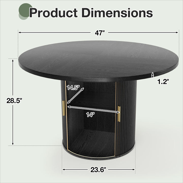 Indoor Round Dining Table with Tambour Storage