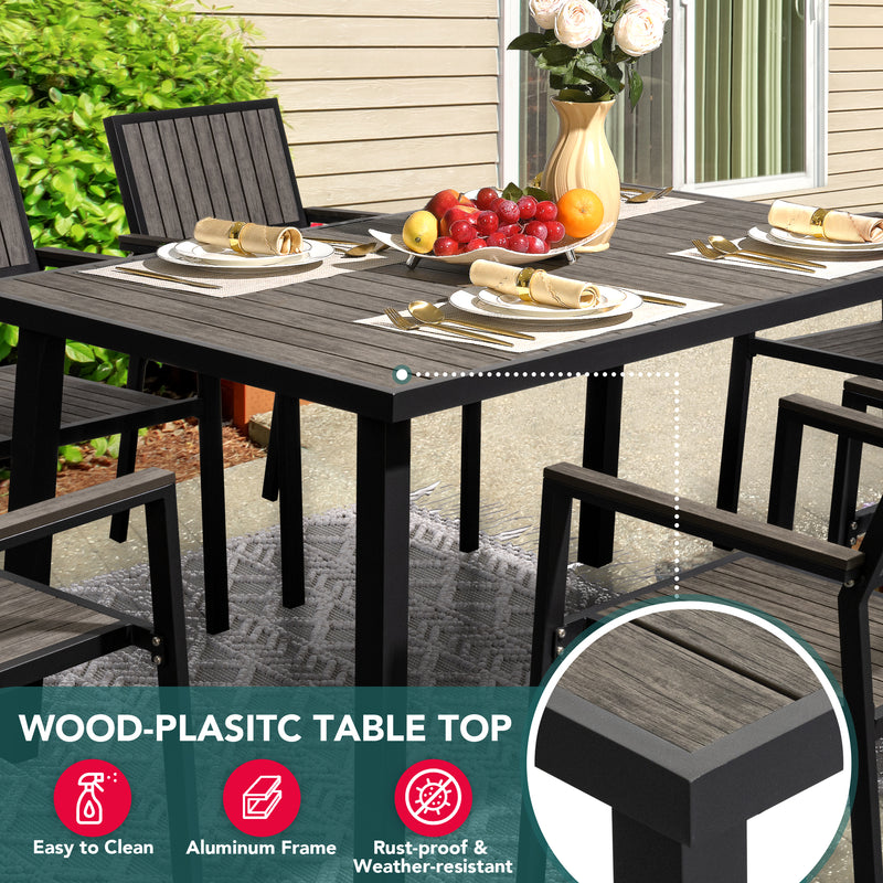 Pamapic Aluminum and Plastic-Wood Outdoor Dining Table Set (8 Pieces)