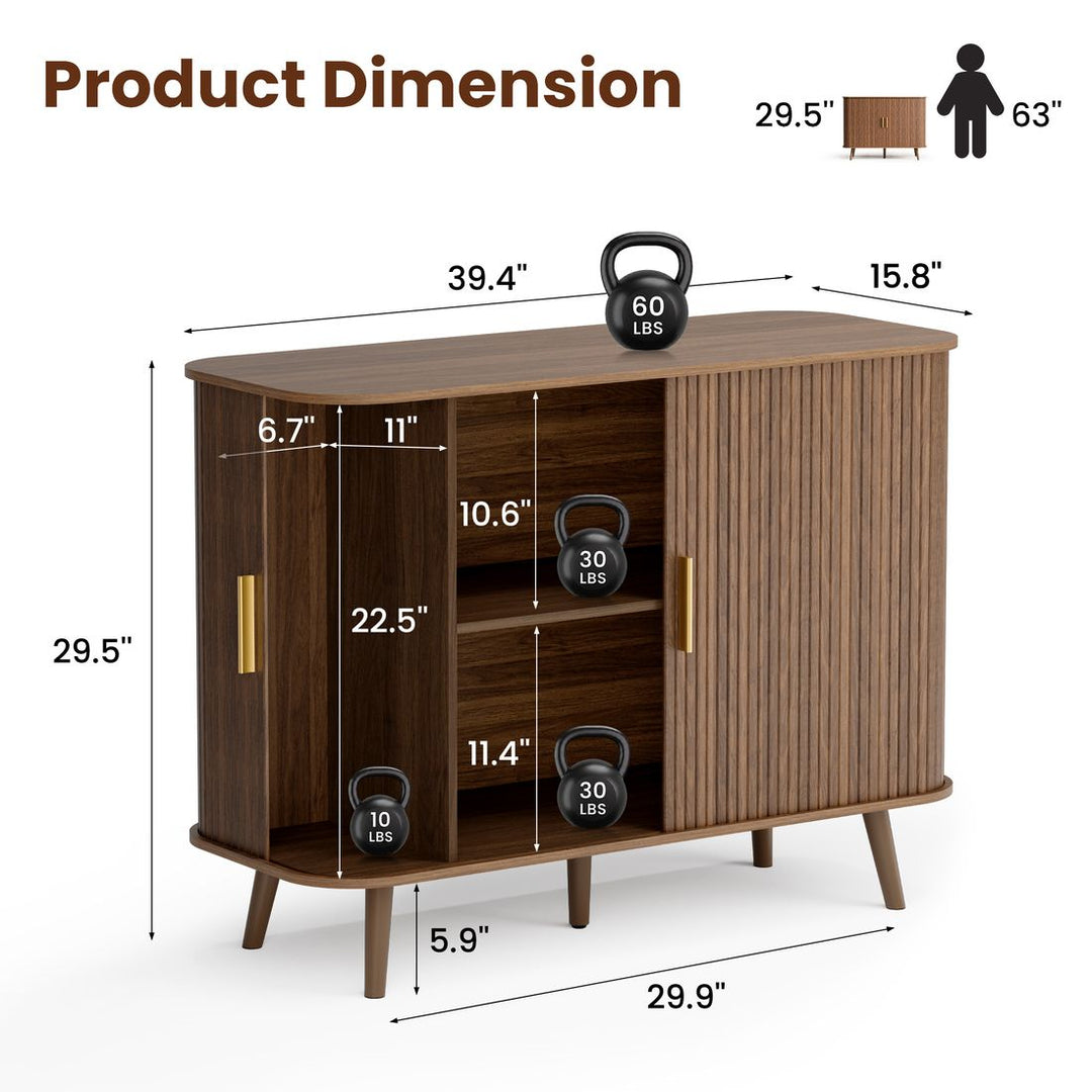 Fluted Accent Cabinet, Walnut