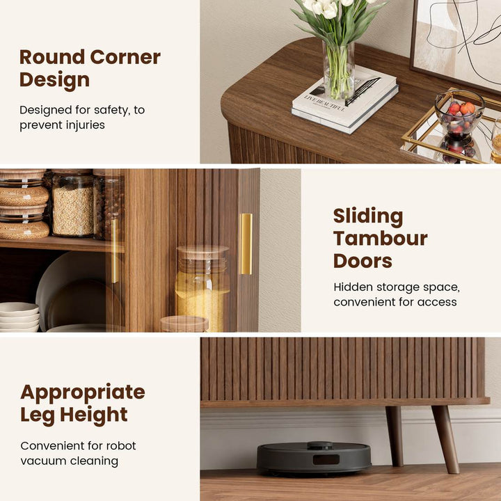 Fluted Accent Cabinet, Walnut