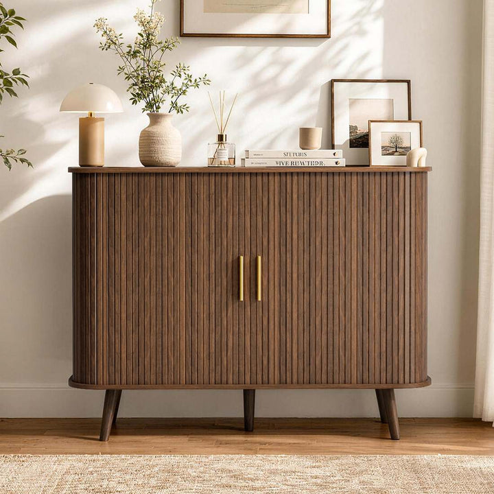 Fluted Accent Cabinet, Walnut