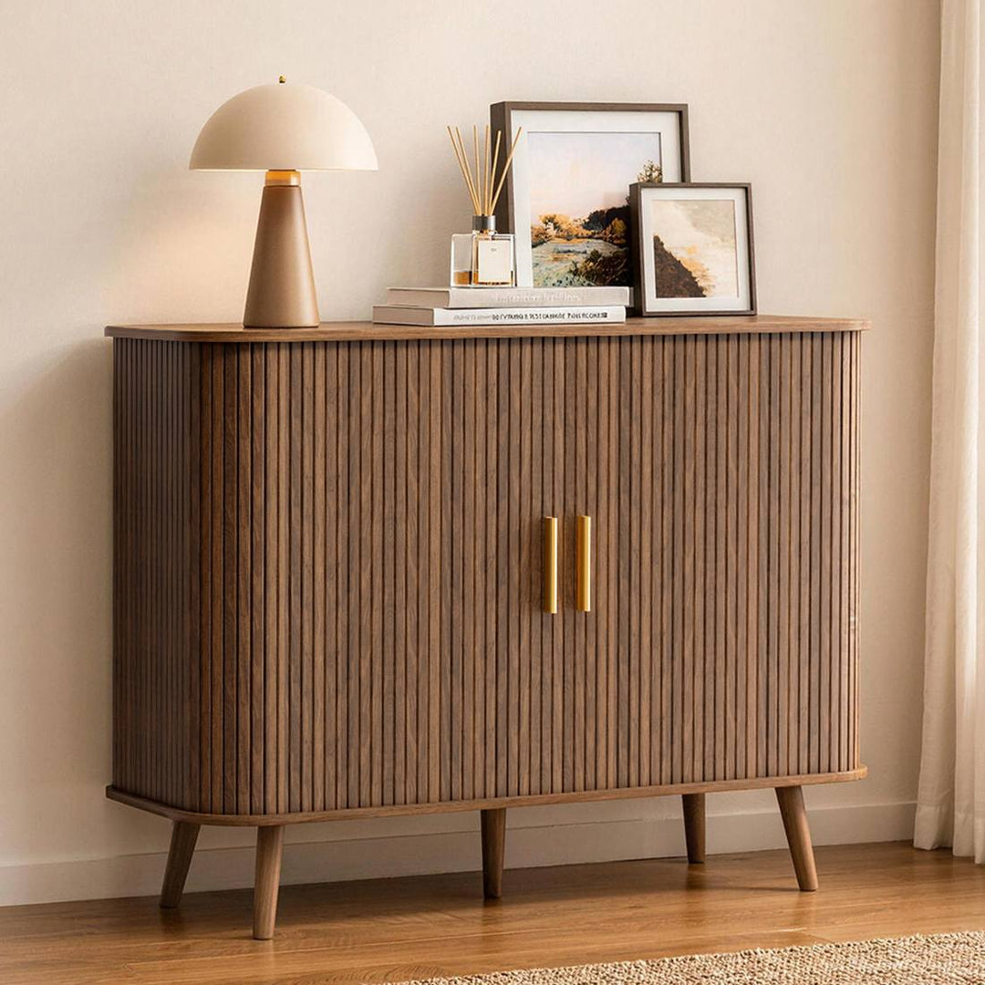 Fluted Accent Cabinet, Walnut