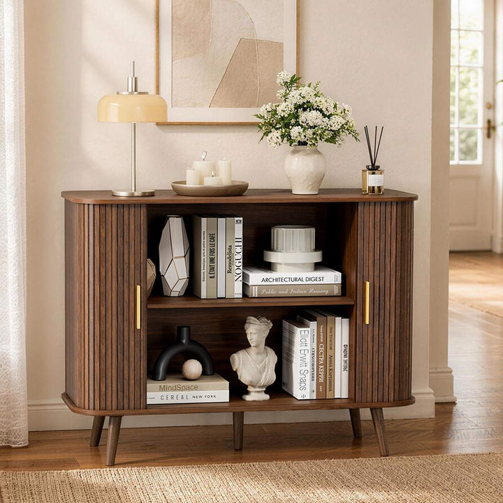 Fluted Accent Cabinet, Walnut