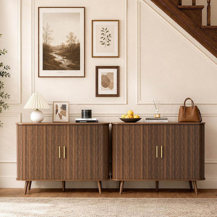 Fluted Accent Cabinet, Walnut