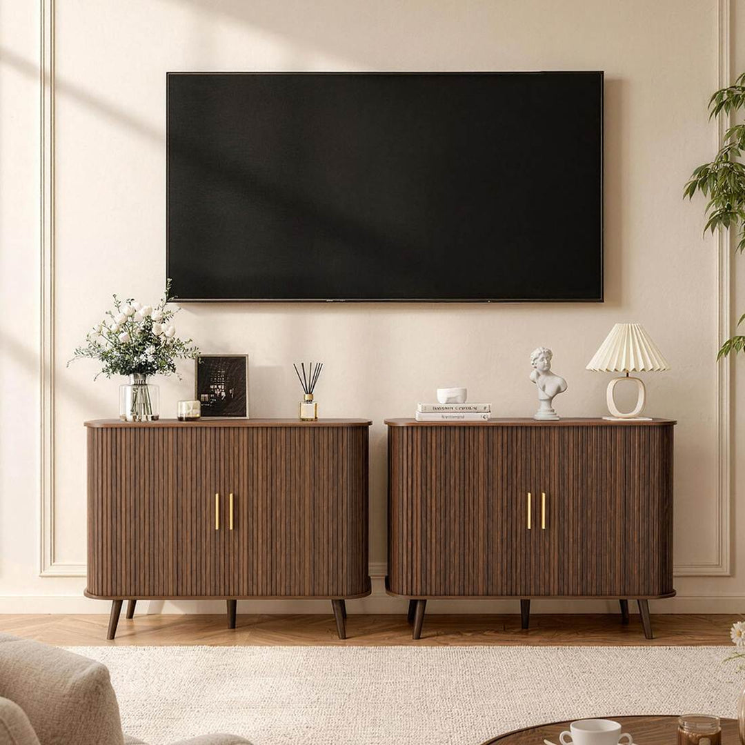 Fluted Accent Cabinet, Walnut